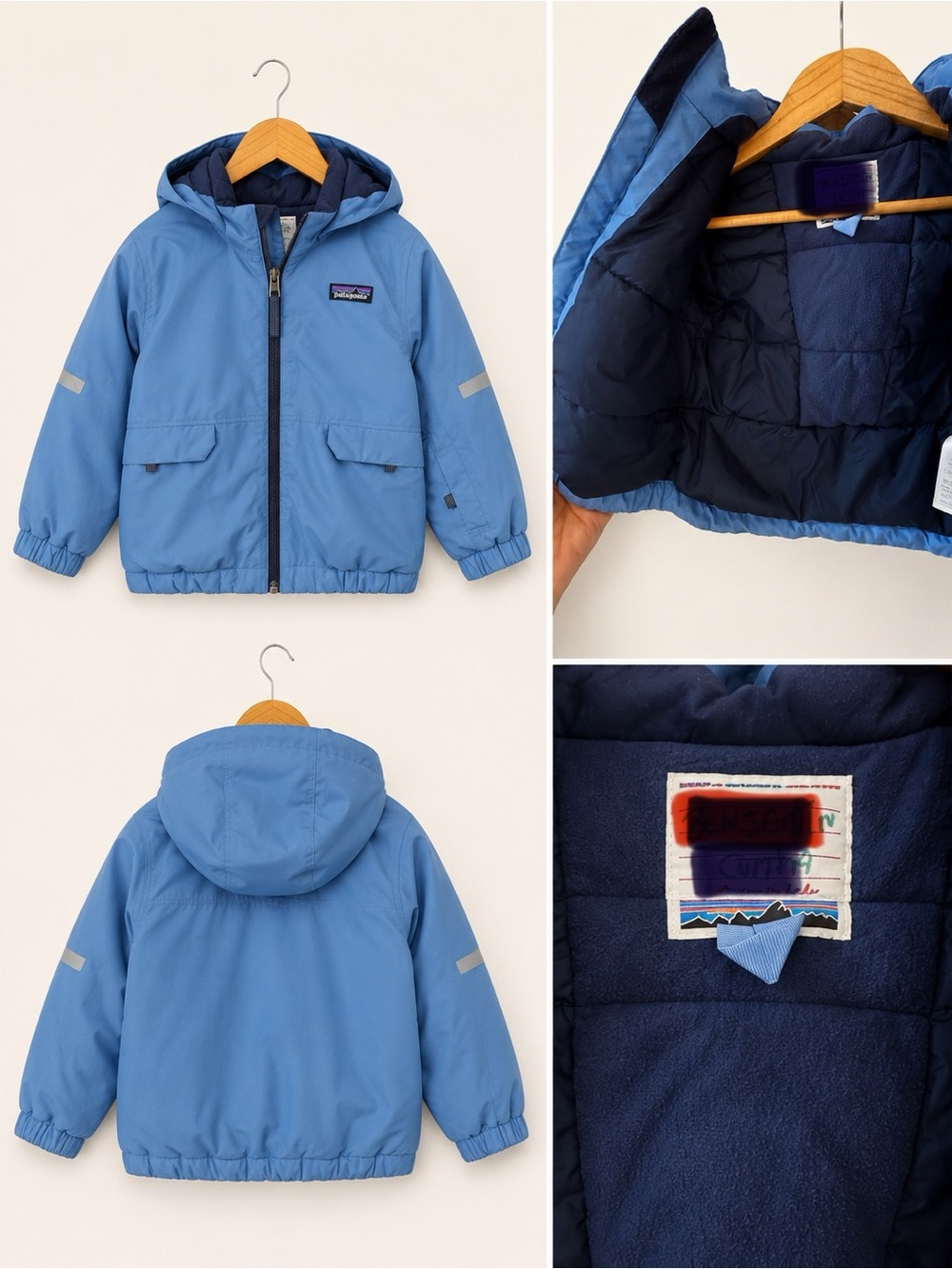 Patagonia Blue Hooded Kids Puffer Jacket